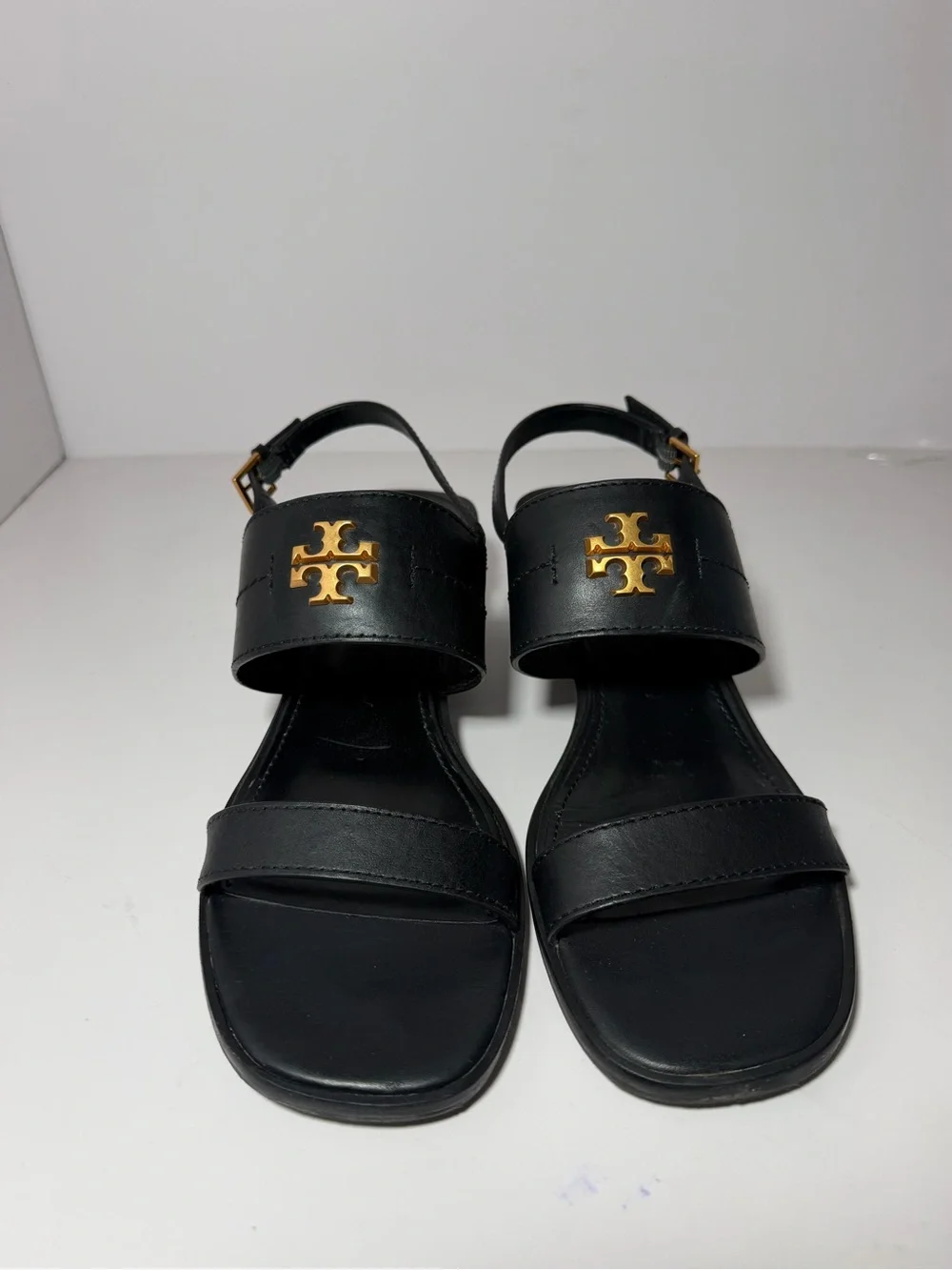 +TORY BURCH eleanor heel sandal in black Size 9